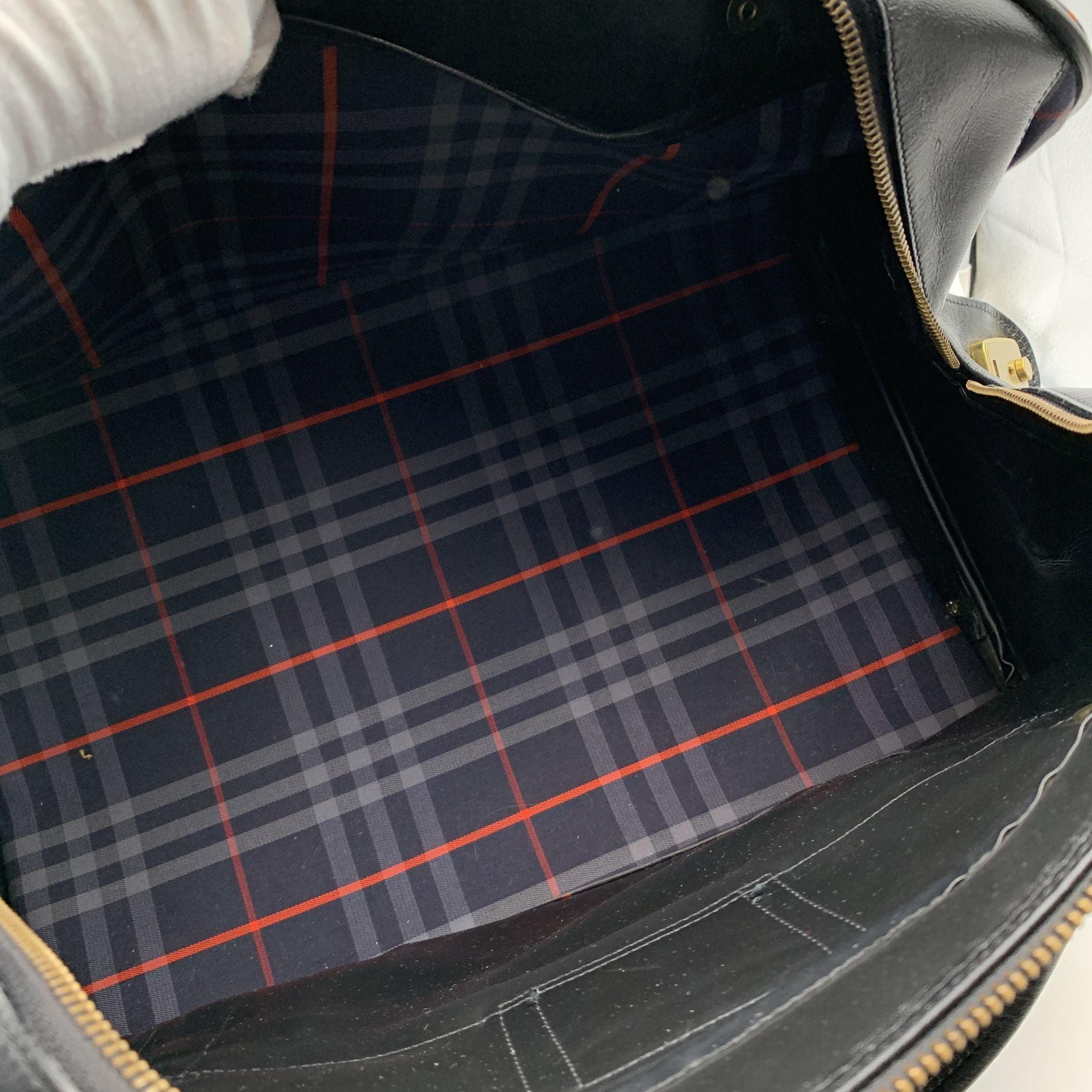 Burberry Vintage Blue Haymarket Canvas Check Carry On Travel Bag 3