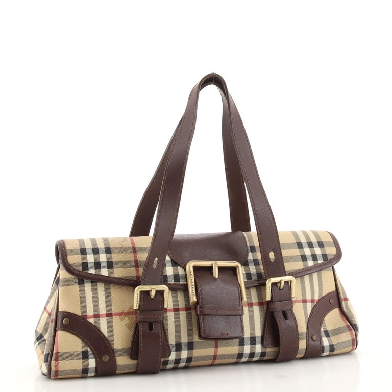 Burberry Vintage Open Tote Haymarket Coated Canvas with Studded Leather  Medium at 1stDibs