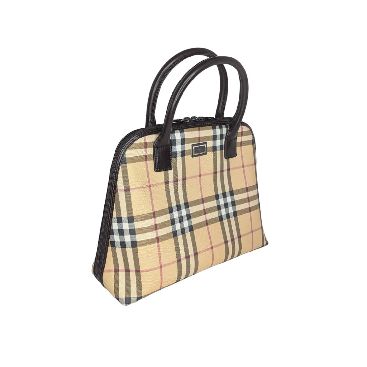 Brown Burberry Vintage Check Dome Top Handle Satchel