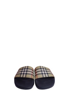Sandali slip-on in gomma Burberry con motivo Vintage Check, blu navy - EU 40
