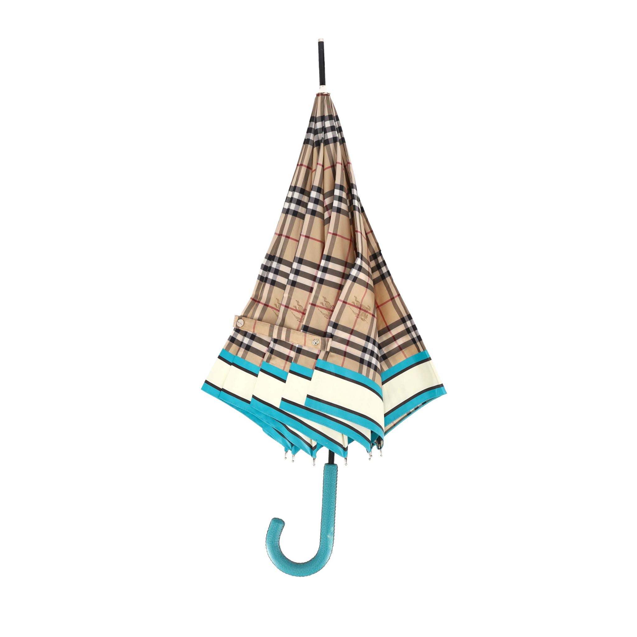 Women's Burberry Vintage Check Umbrella With A Matching Cover For Sale