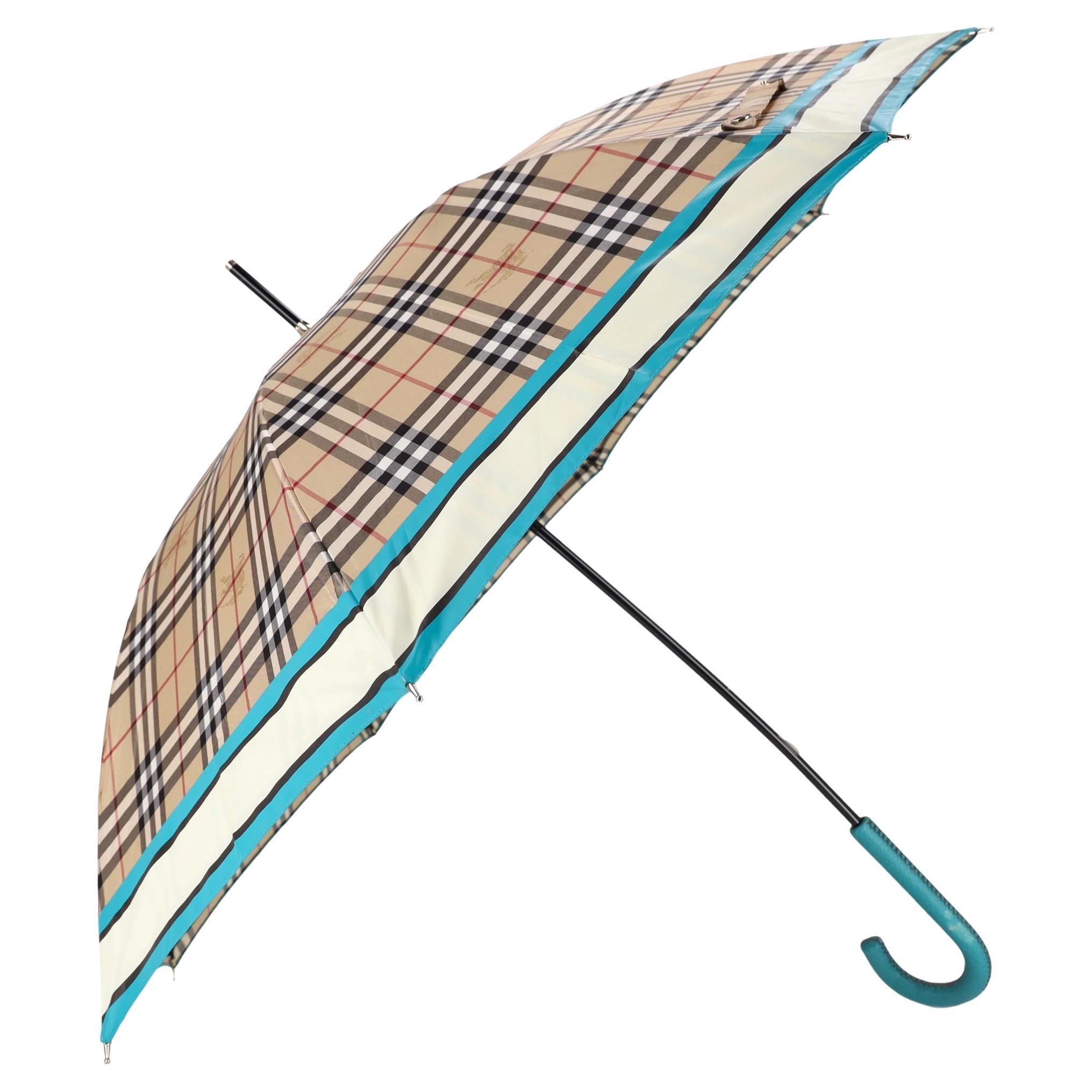 Burberry Vintage Check Umbrella With A Matching Cover For Sale