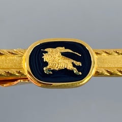 BURBERRY Vintage Gold Logo Metal Tie Clip