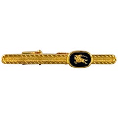 BURBERRY Vintage Gold Logo Metal Tie Clip