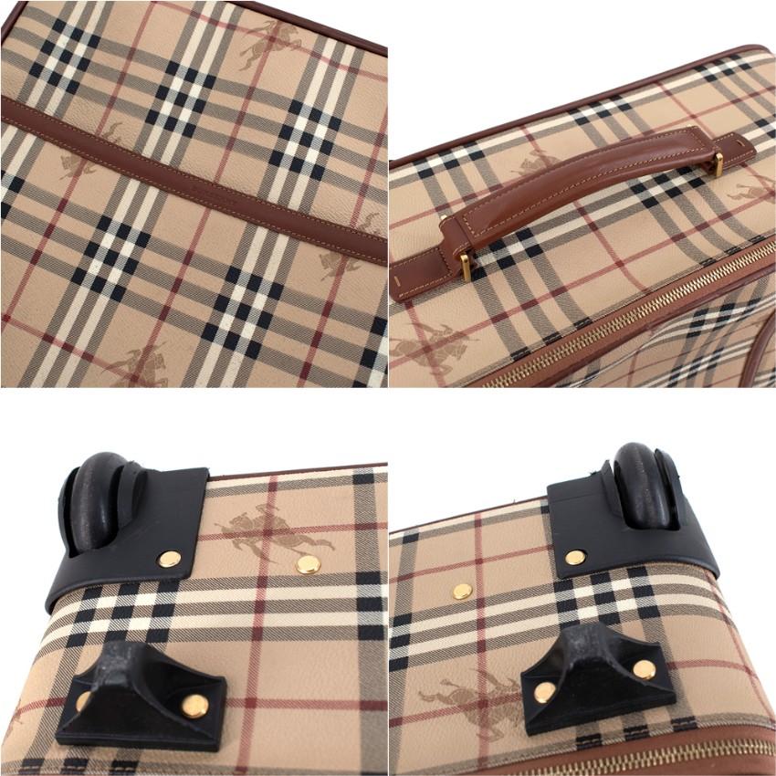 Brown Burberry Vintage Horseferry Check Honey Canvas 2-Wheel Suitcase For Sale