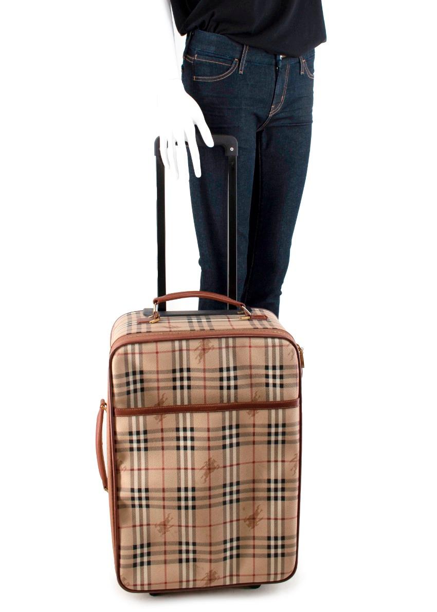 Burberry Vintage Horseferry Check Honey Canvas 2-Wheel Suitcase For Sale 1