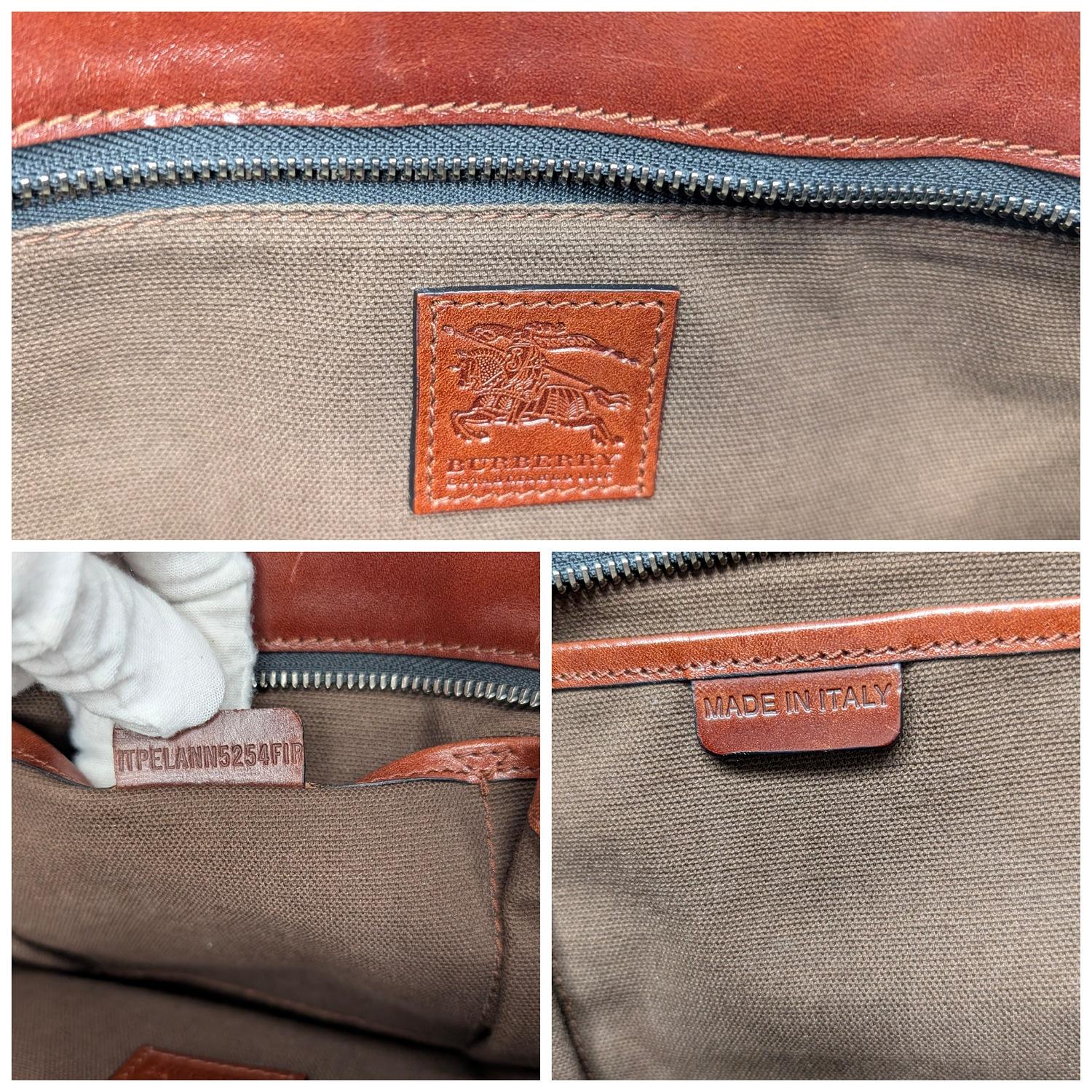 Burberry Vintage Leather Bridle House Check Canvas Satchel For Sale 3