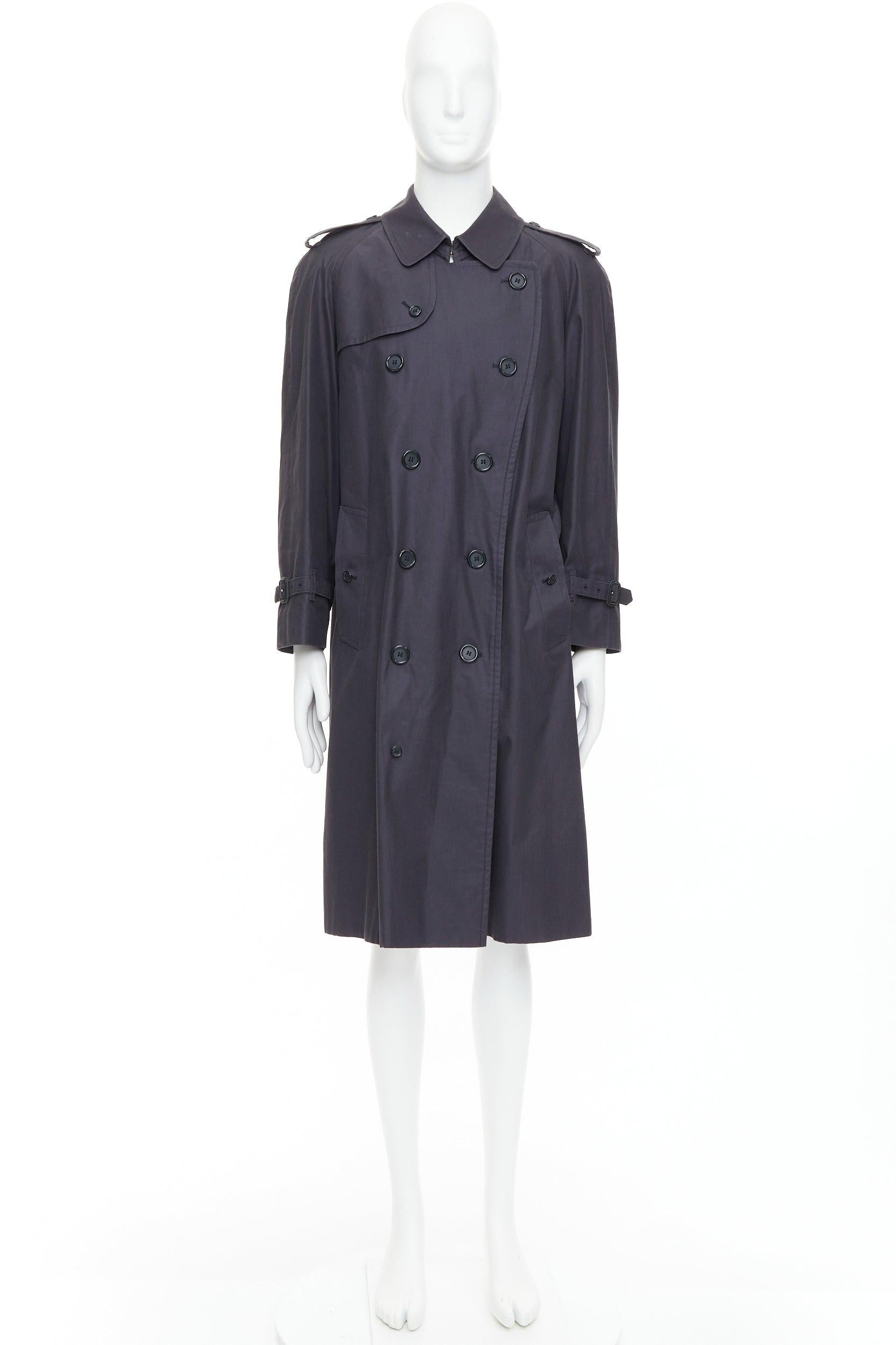 BURBERRY Vintage Made To Measure grey cotton trench coat EU46 S For Sale 5