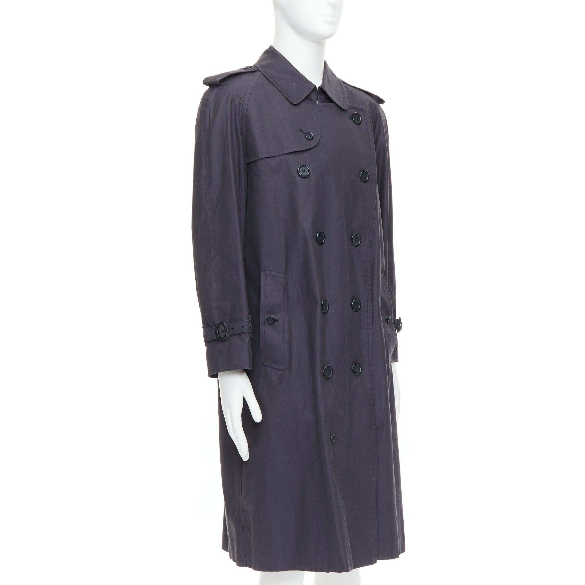 BURBERRY Vintage Made To Measure grey cotton trench coat EU46 S In Fair Condition For Sale In Hong Kong, NT