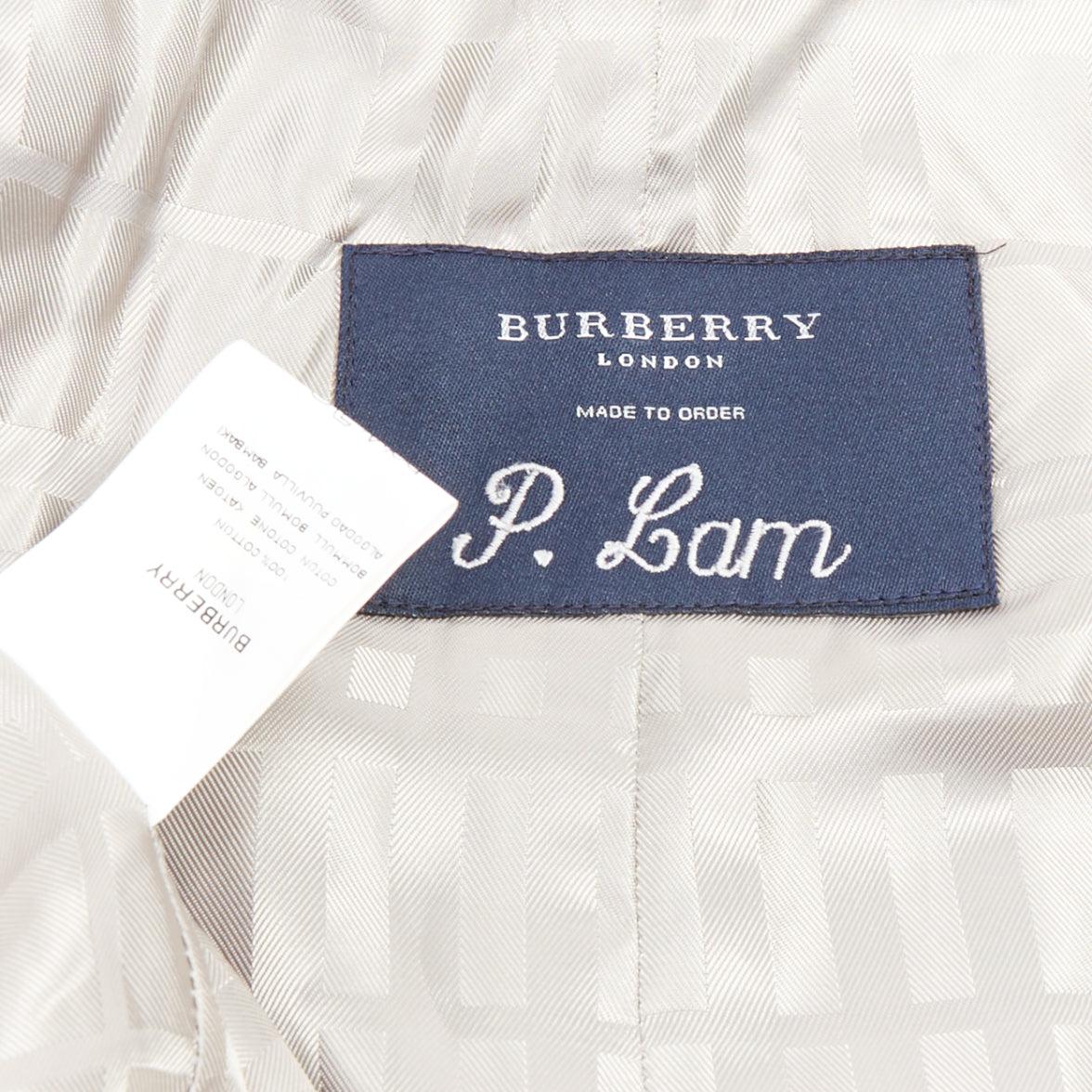 BURBERRY Vintage Made To Measure grey cotton trench coat EU46 S For Sale 4