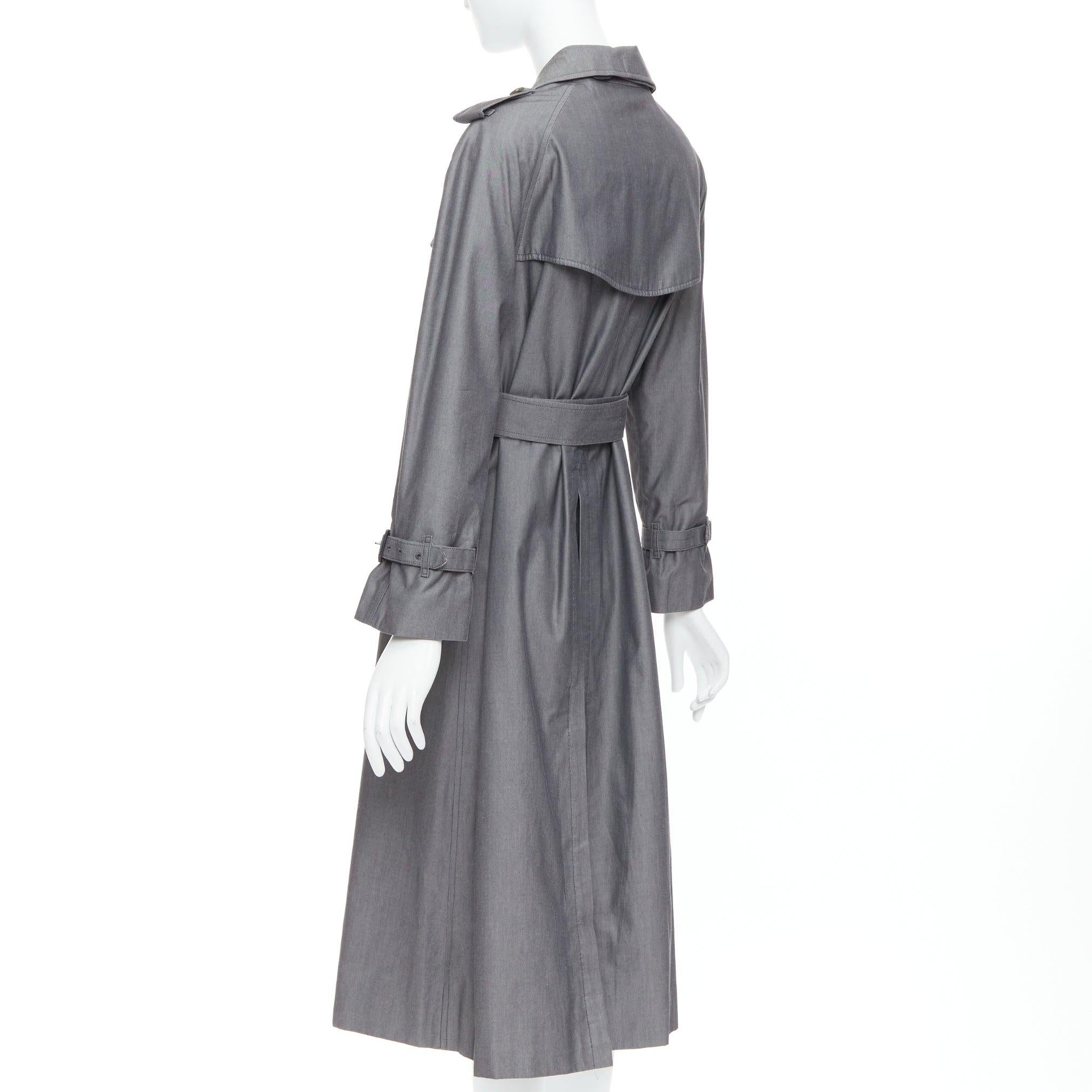 BURBERRY Vintage Made To Measure grey cotton trench coat UK12 L For Sale 1