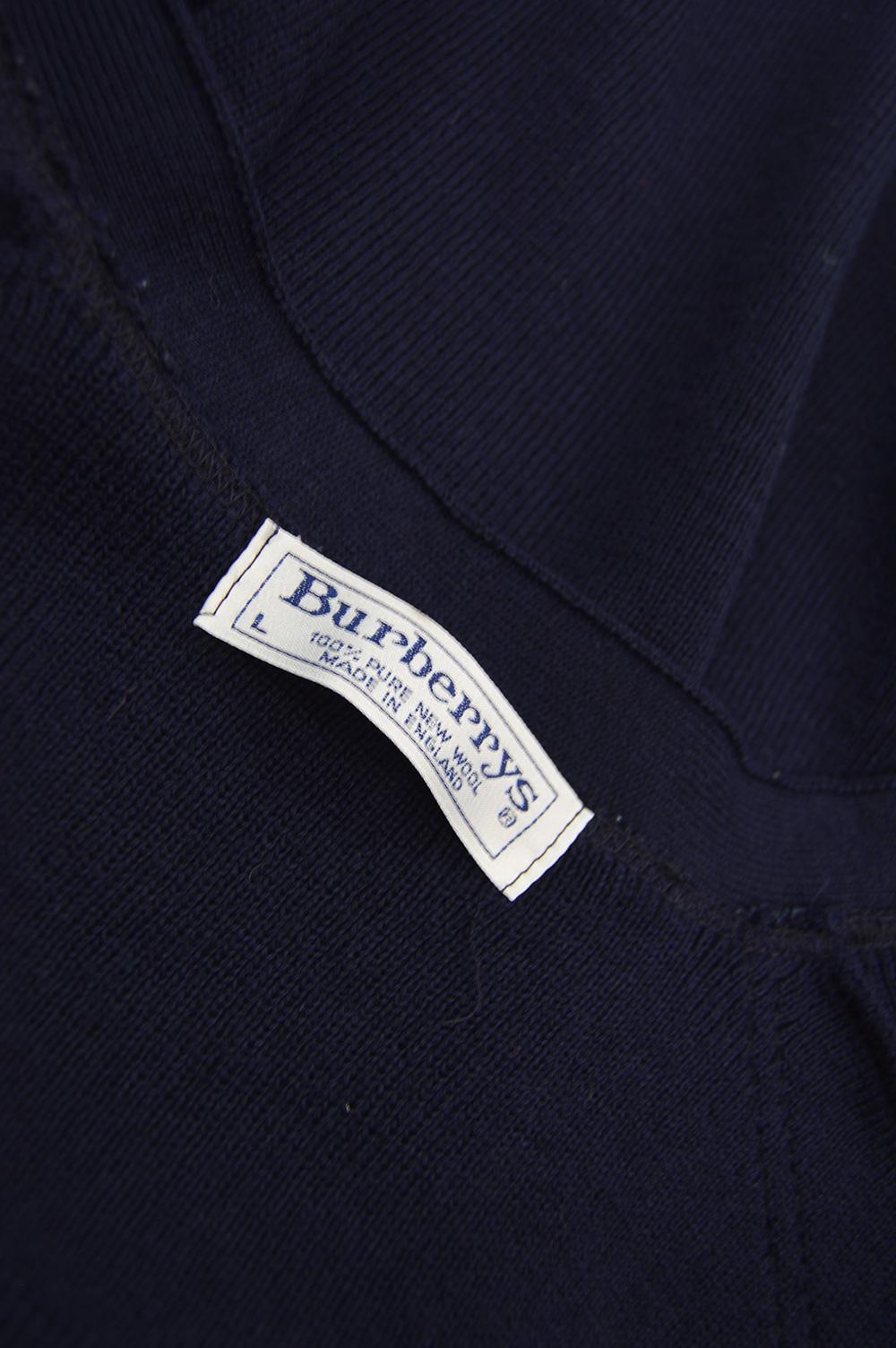 Burberry Vintage Mens Dark Blue Wool and Suede Elbow Patch Cardigan ...
