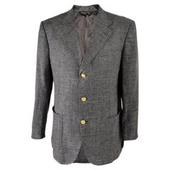 Burberry Vintage Mens Silk Linen & Wool Tweed 3 Button Blazer Jacket, 1980s