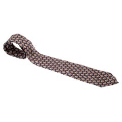 Burberry Vintage Multicolor Nova Check und Blumenmuster Seidenkrawatte