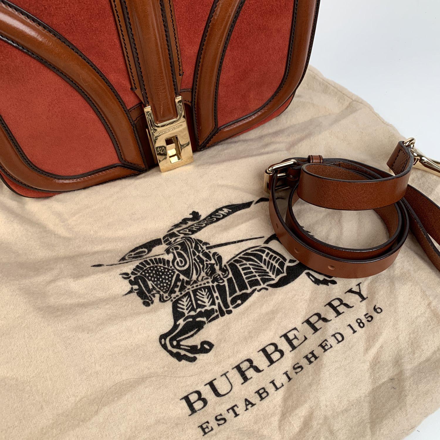 Burberry Vintage Rust Wildleder und Leder Brickfield Umhängetasche 5
