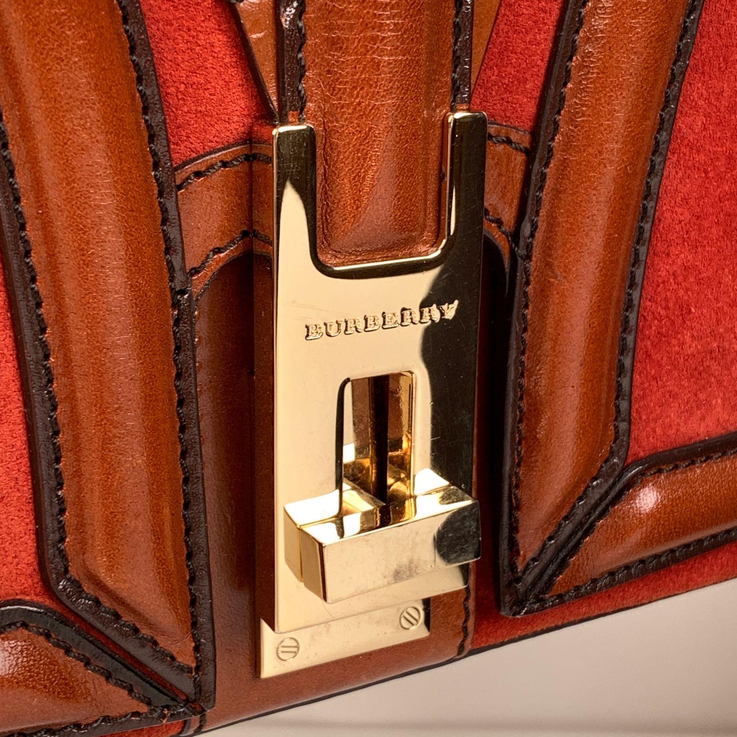 Burberry Vintage Rust Wildleder und Leder Brickfield Umhängetasche (Braun)