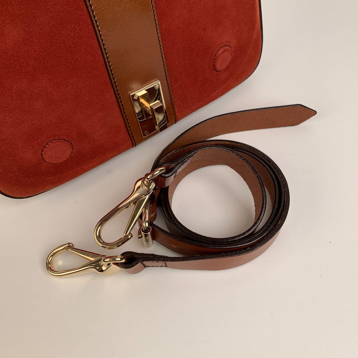 Burberry Vintage Rust Wildleder und Leder Brickfield Umhängetasche 3