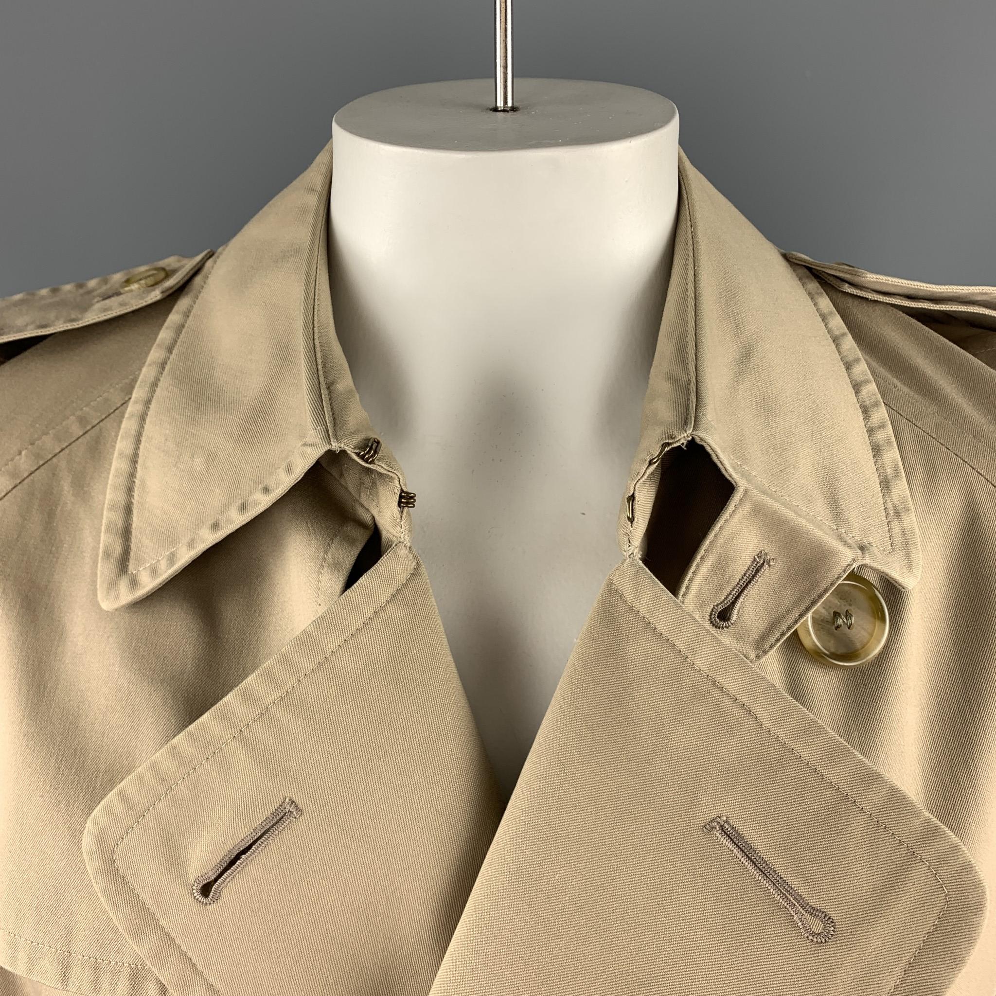 BURBERRY Vintage Size 42 Khaki Double Breasted Plaid Lined Trenchcoat In Good Condition In San Francisco, CA