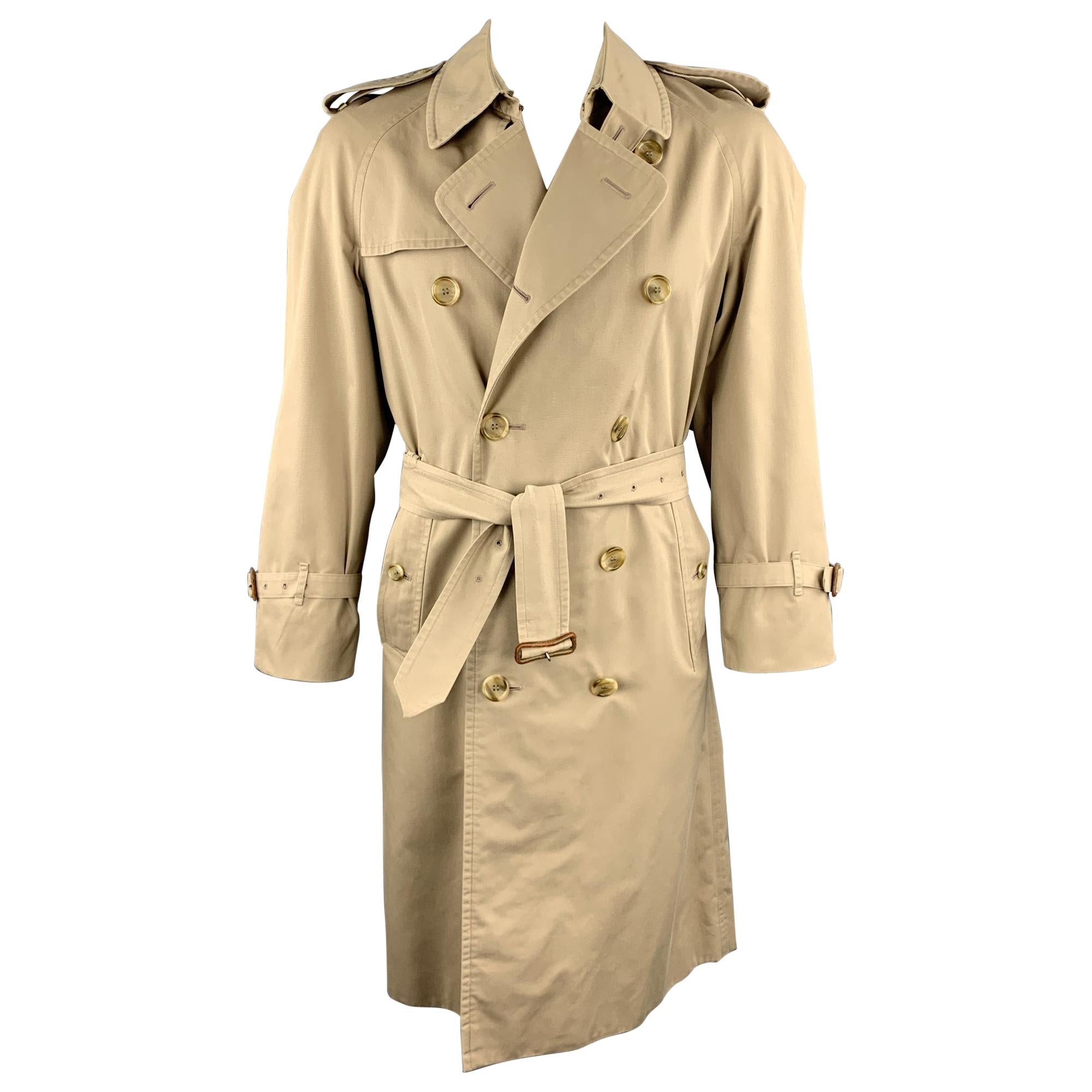 BURBERRY Vintage Size 42 Khaki Double Breasted Plaid Lined Trenchcoat ...