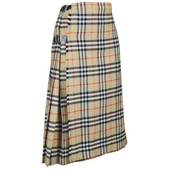 Burberry Vintage Damen 100 % Wolle Nova Check Tartan Kilt Rock:: 1980er Jahre