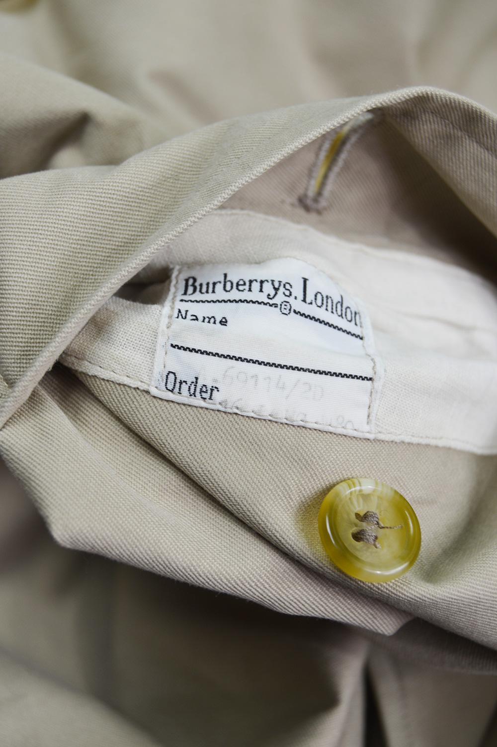 Burberry Vintage Women's Beige Gabardine Double Breasted Trench Coat, 1980s 8