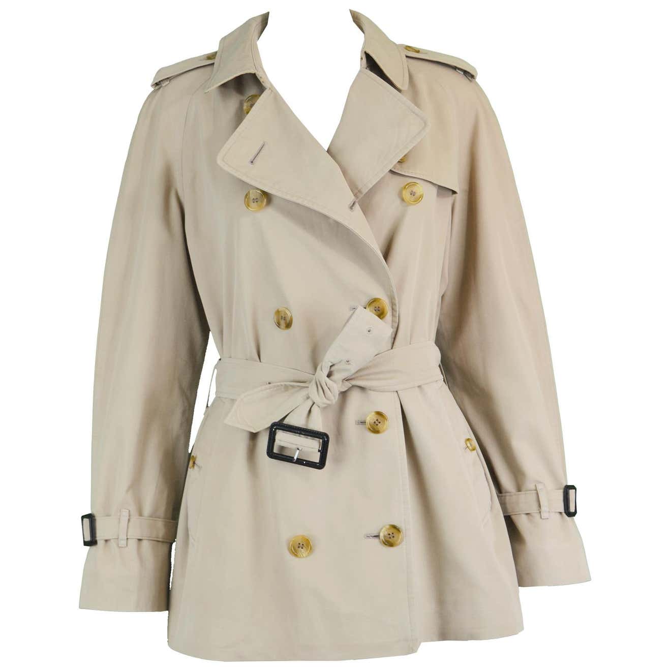 Burberry Vintage Women's Beige Gabardine Double Breasted Trench Coat ...