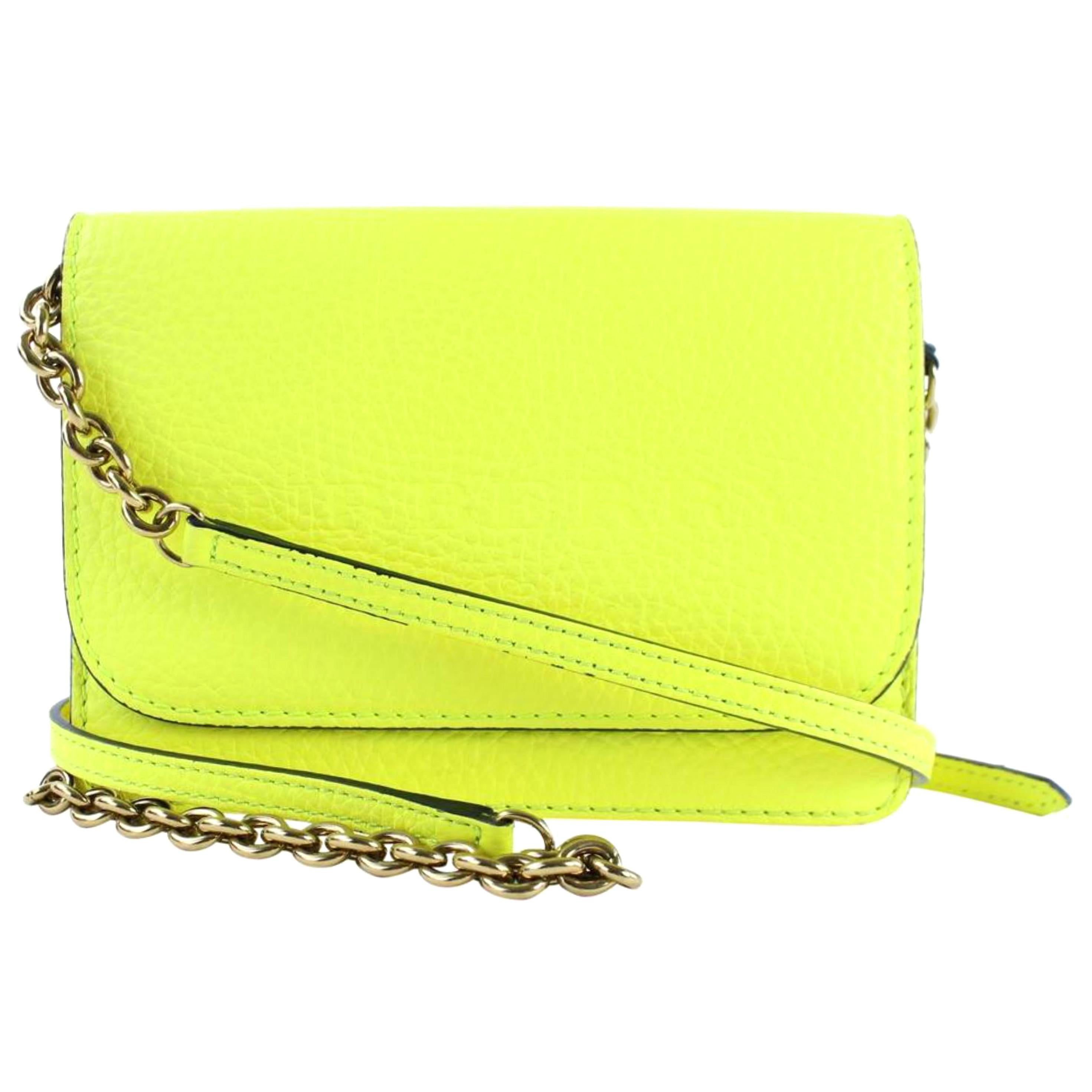 Burberry Wallet on Chain Neon  1burz0817 Yellow Leather Cross Body Bag