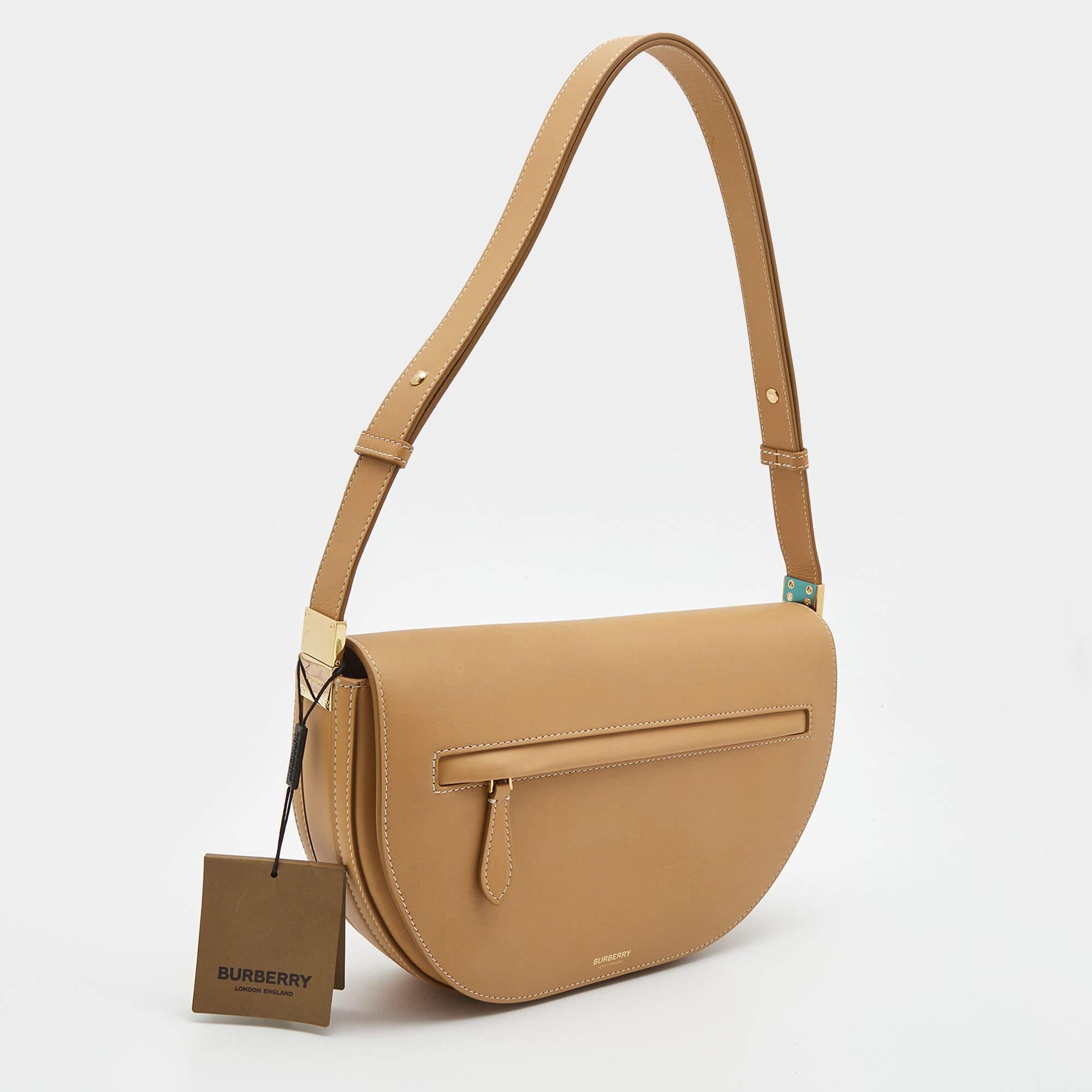 Burberry Warm Sand Leather Medium Olympia Shoulder Bag 1