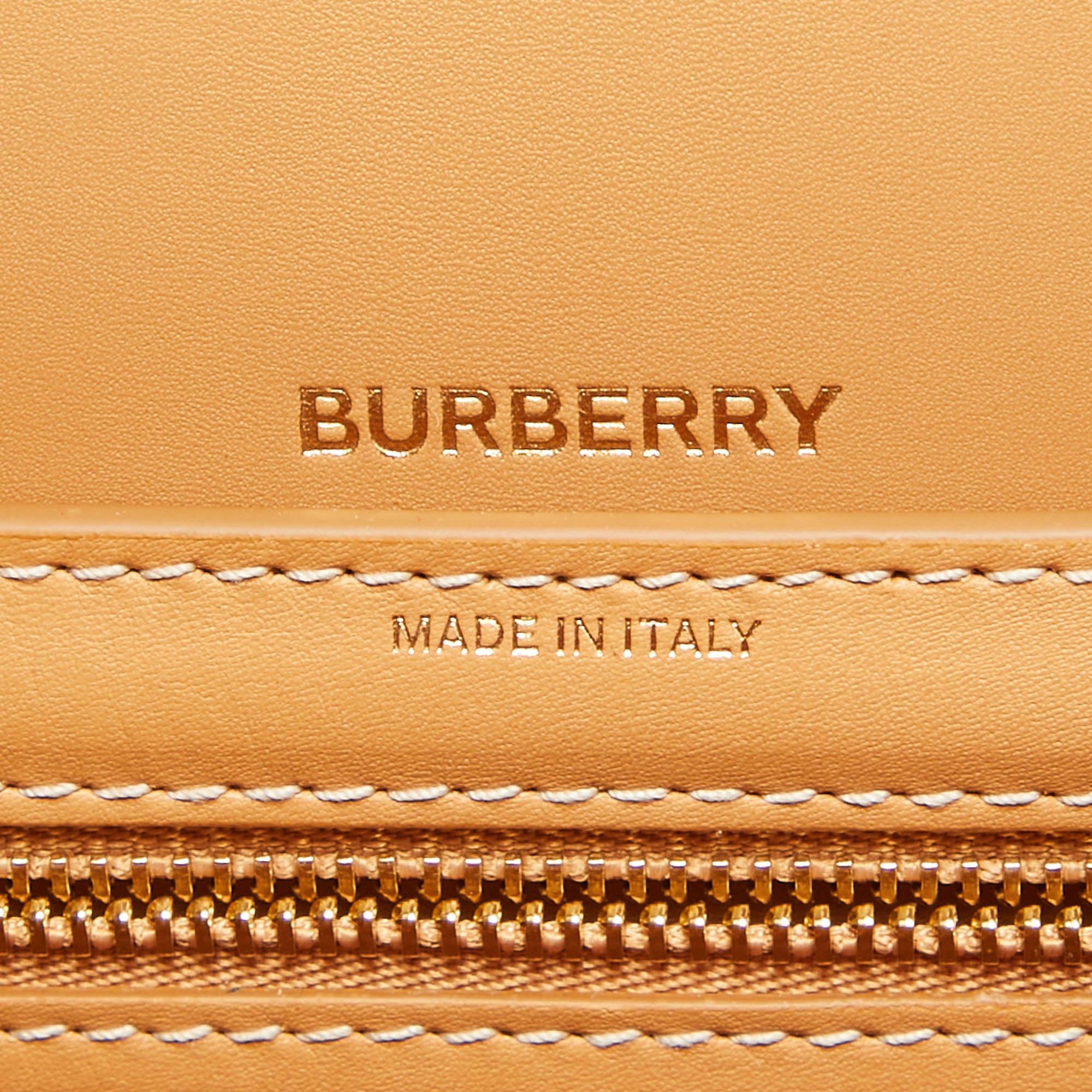 Burberry - Sac à bandoulière Olympia en cuir de sable chaud, taille moyenne en vente 4