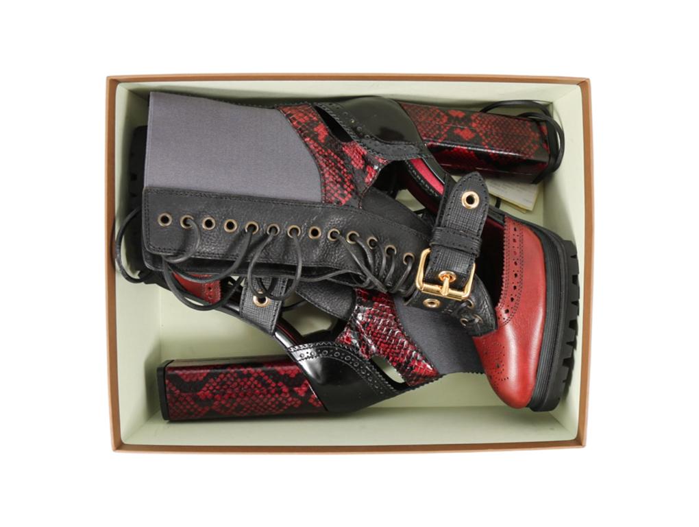 BURBERRY WESTMARSH EMBELLISHED LEATHER SNAKESKIN Ankle Boots For Sale 1