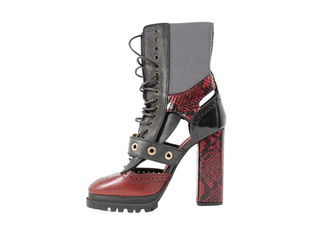 BURBERRY WESTMARSH EMBELLISHED LEATHER SNAKESKIN Ankle Boots For Sale 3