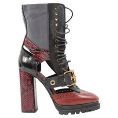 BURBERRY WESTMARSH EMBELLISHED LEATHER SNAKESKIN Ankle Boots