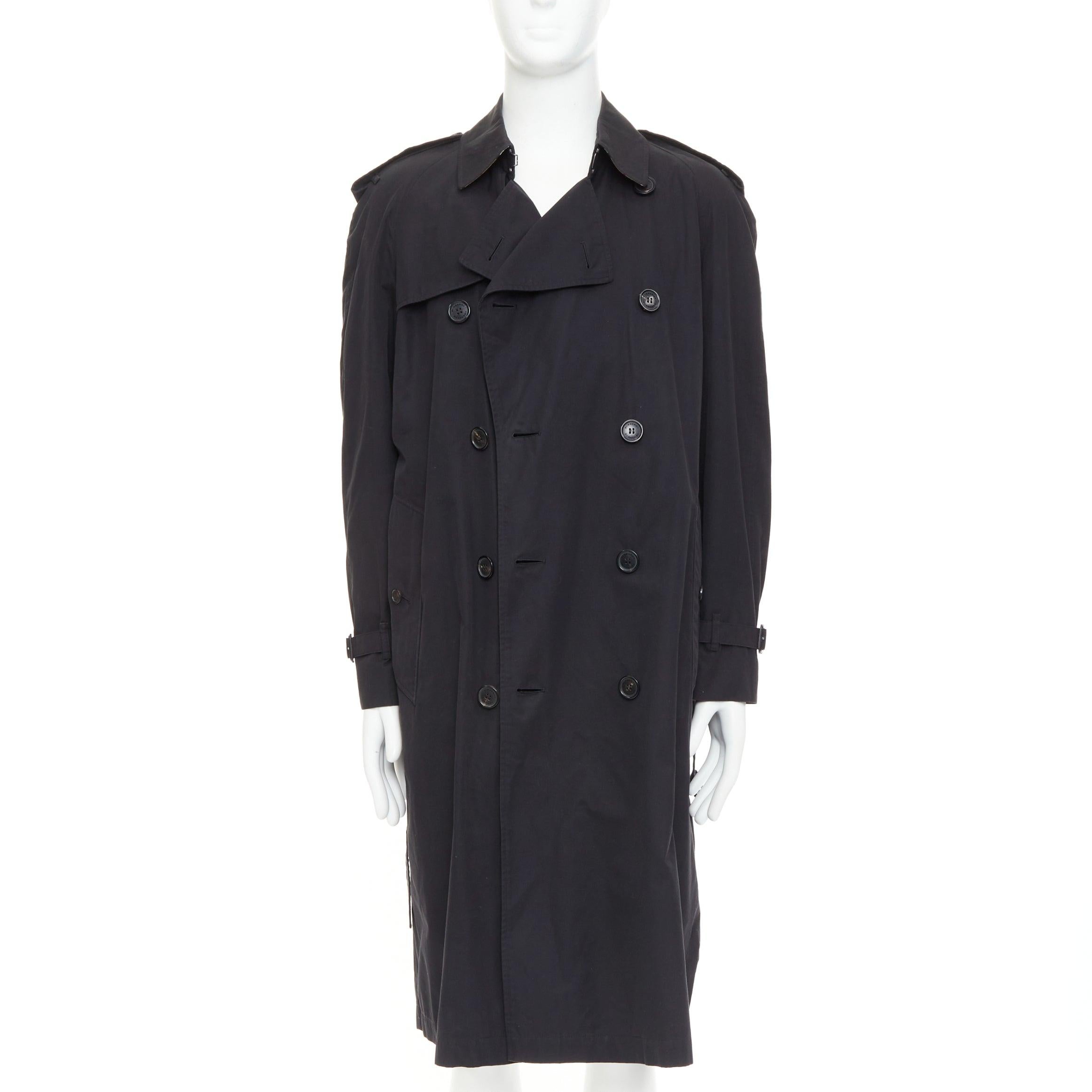 Noir Burberry Westminster Heritage noir Gabardine House Check trench coat IT48 M en vente