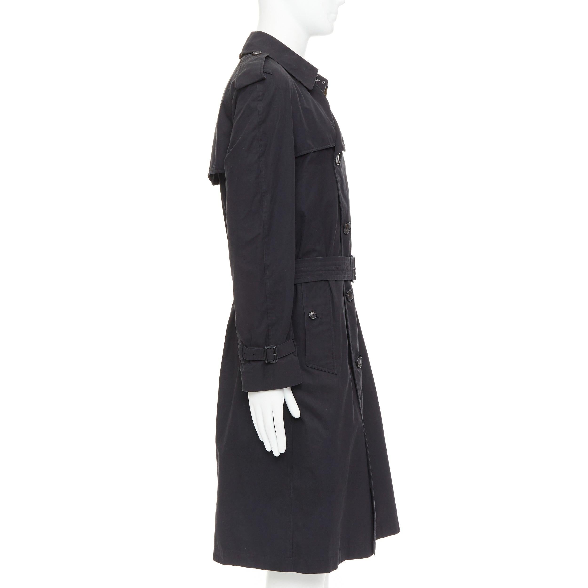 Burberry Westminster Heritage noir Gabardine House Check trench coat IT48 M en vente 1