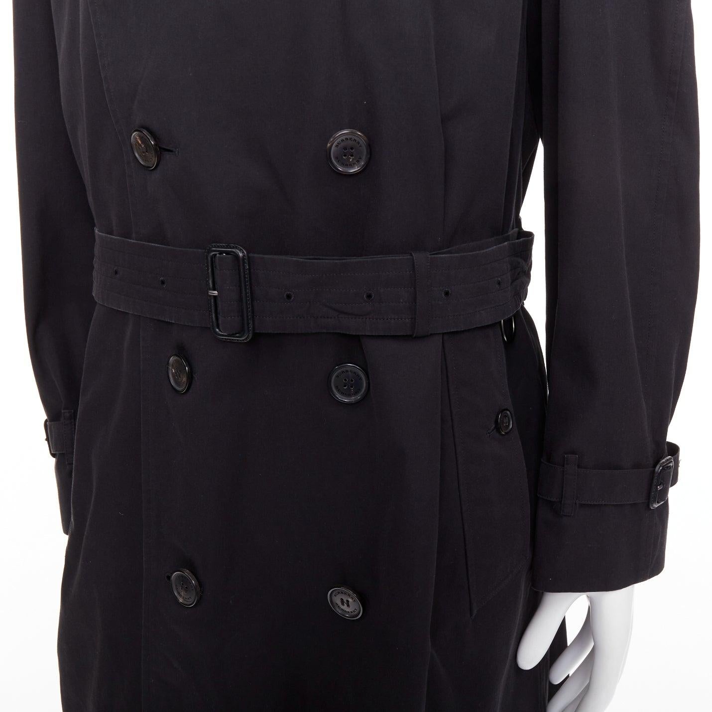 Burberry Westminster Heritage noir Gabardine House Check trench coat IT48 M en vente 3