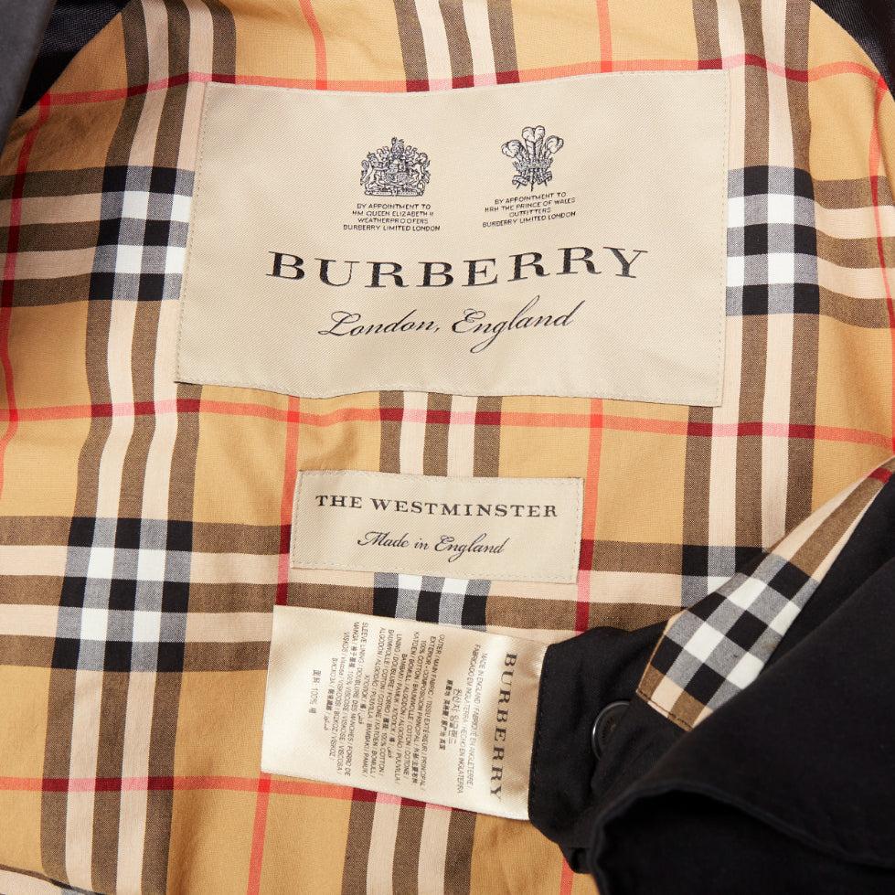 Burberry Westminster Heritage noir Gabardine House Check trench coat IT48 M en vente 4