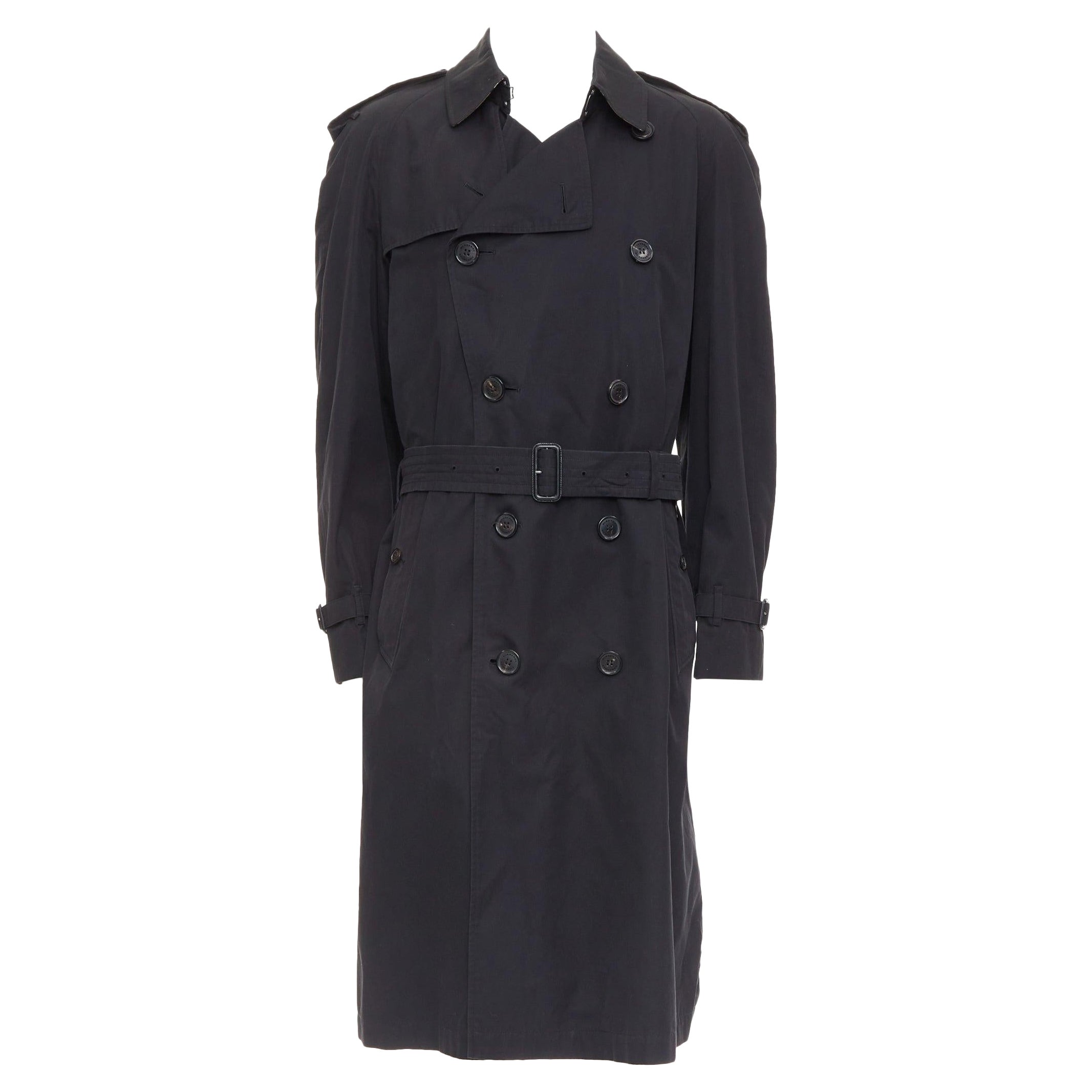 BURBERRY Westminster Heritage black Gabardine House Check trench coat IT48 M