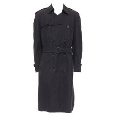 BURBERRY Westminster Heritage black Gabardine House Check trench coat IT48 M
