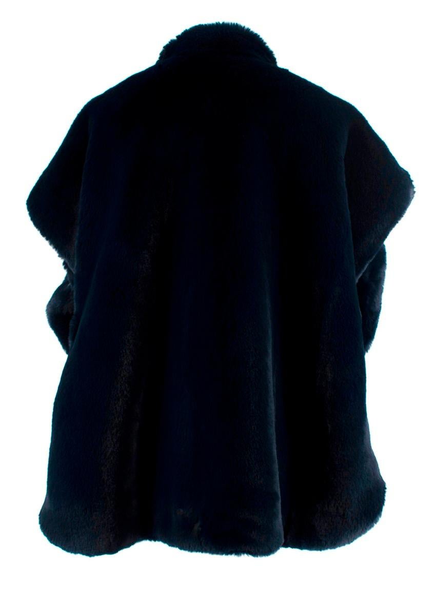 Black Burberry Whalton Navy Faux-Fur Short Cape Jacket For Sale