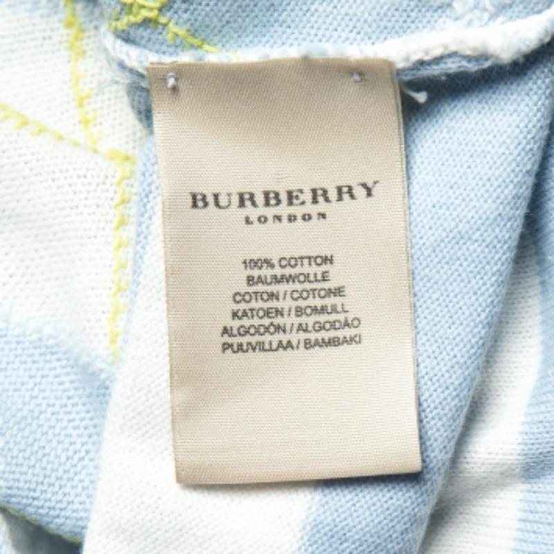 Women's Burberry White Argyle Cotton Knit Cropped Cardigan S For Sale