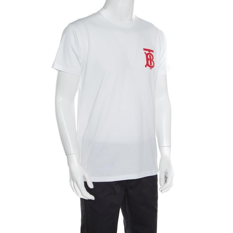 Gris T-shirt Burberry White B série Monogram Logo Détail Édition Limitée  en vente