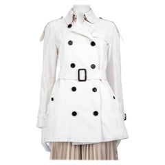 Burberry White Belted Mid Length Trench Coat Size S