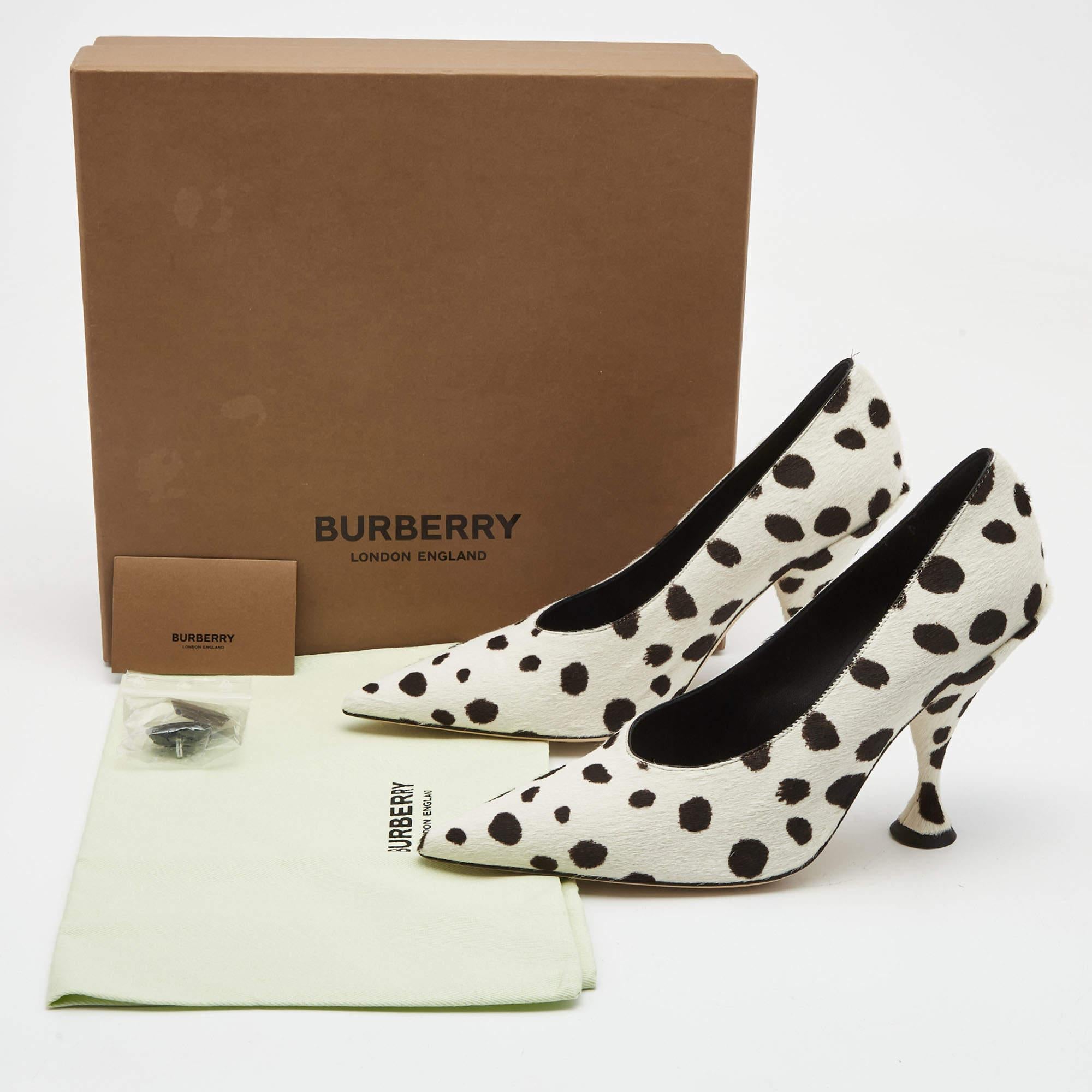 Burberry White/Black Calf Hair Dalmatian Print Point Toe Pumps Size 40 1