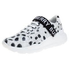 Burberry Ronnie Sneakers aus Leder mit Gepardenmuster in Weiß/Schwarz Größe 40,5