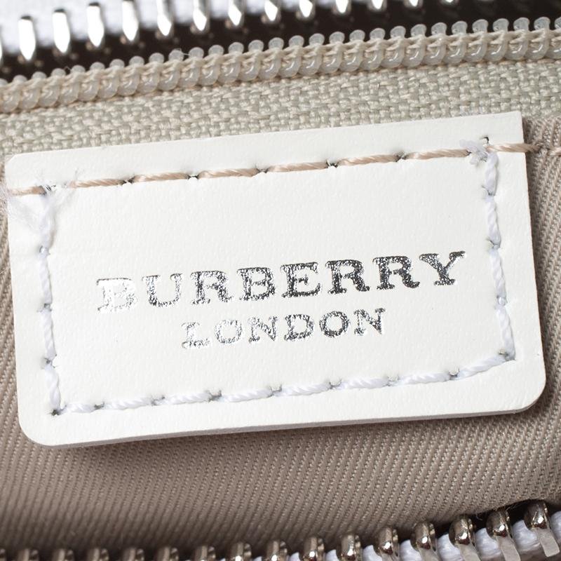 Burberry White/Blue Nova Check PVC Small Chester Boston Bag For Sale 2