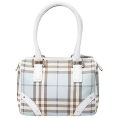 Burberry White/Blue Nova Check PVC Small Chester Boston Bag
