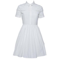 Burberry White Cotton Collared Flared Mini Dress S