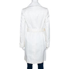 Burberry Weiß Baumwolle Double Breasted Belted Trenchcoat S