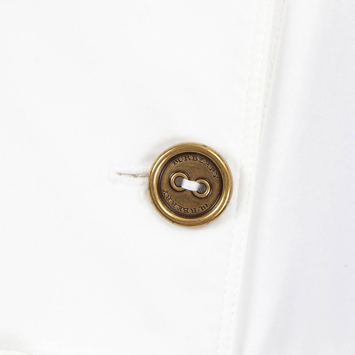 Gray BURBERRY white cotton KENSINGTON TRENCH Coat Jacket 8 S For Sale