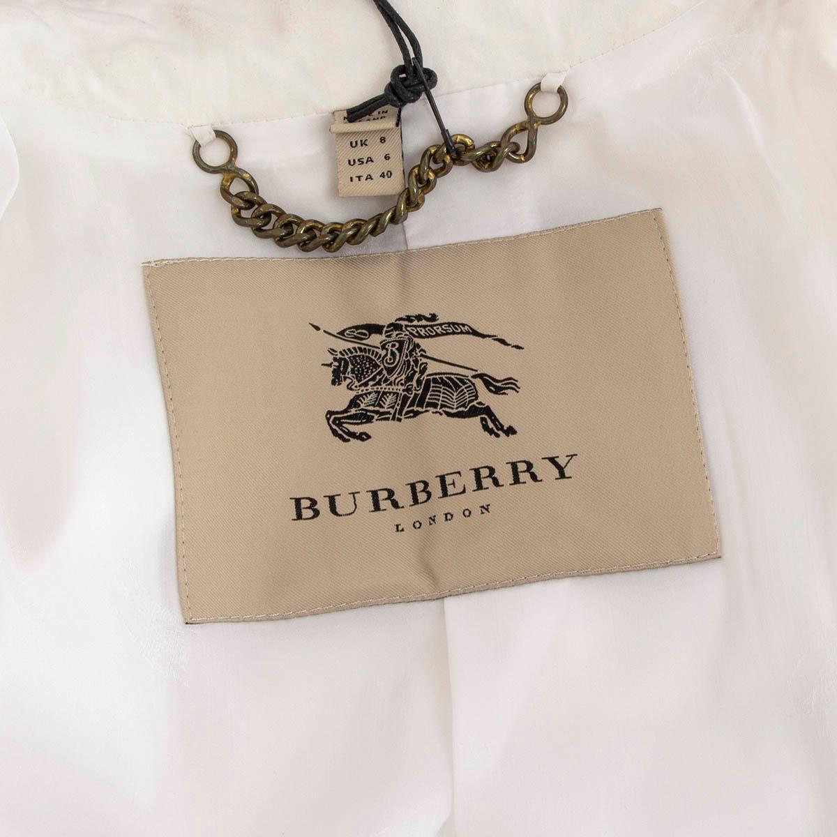 Women's BURBERRY white cotton KENSINGTON TRENCH Coat Jacket 8 S For Sale